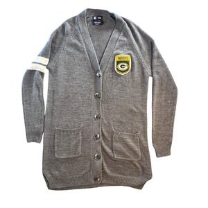 NFL Green Bay Packers Gray Cardigan Sweater Little Earth Productions Womens S/M